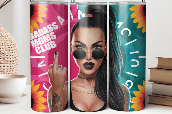 20oz Attitude Moms Club Tumbler Wrap PNG