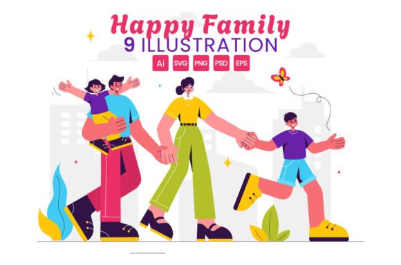 9 Happy Family Illustration
