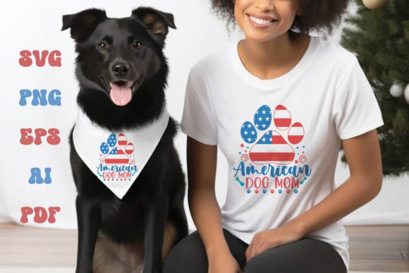 American Dog Mom USA Flag 4th of July