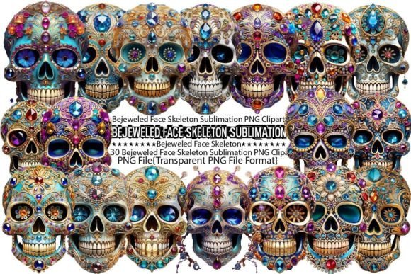 Bejeweled Face Skeleton Sublimation