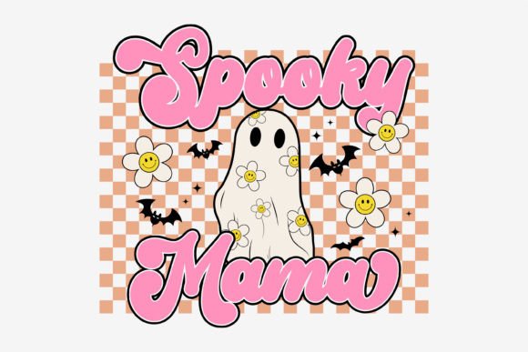 Halloween Retro Spooky Mama Mom Ghost