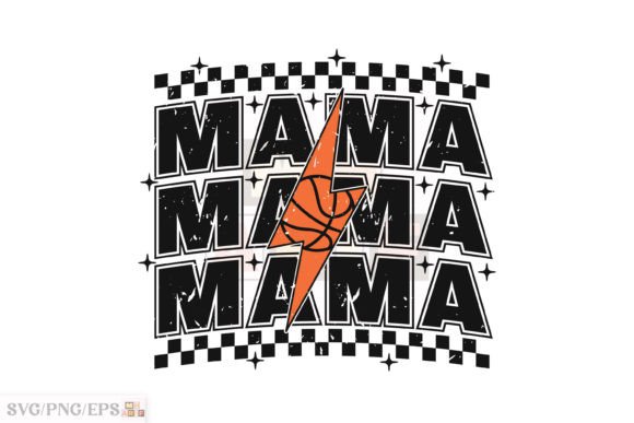 Retro Mom Lightning Bolt Basketball Mama