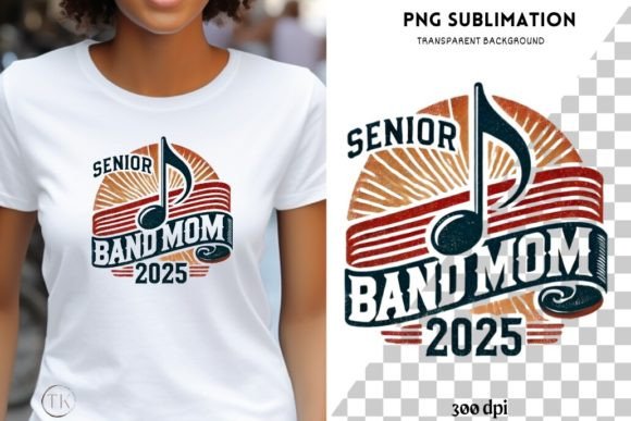 Senior Band Mom 2025 PNG, Retro Marching
